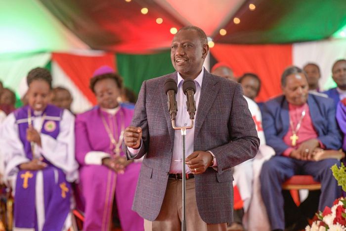 President William Ruto at a church service at Kerugoya stadium, Kirinyaga County on January 22, 2023