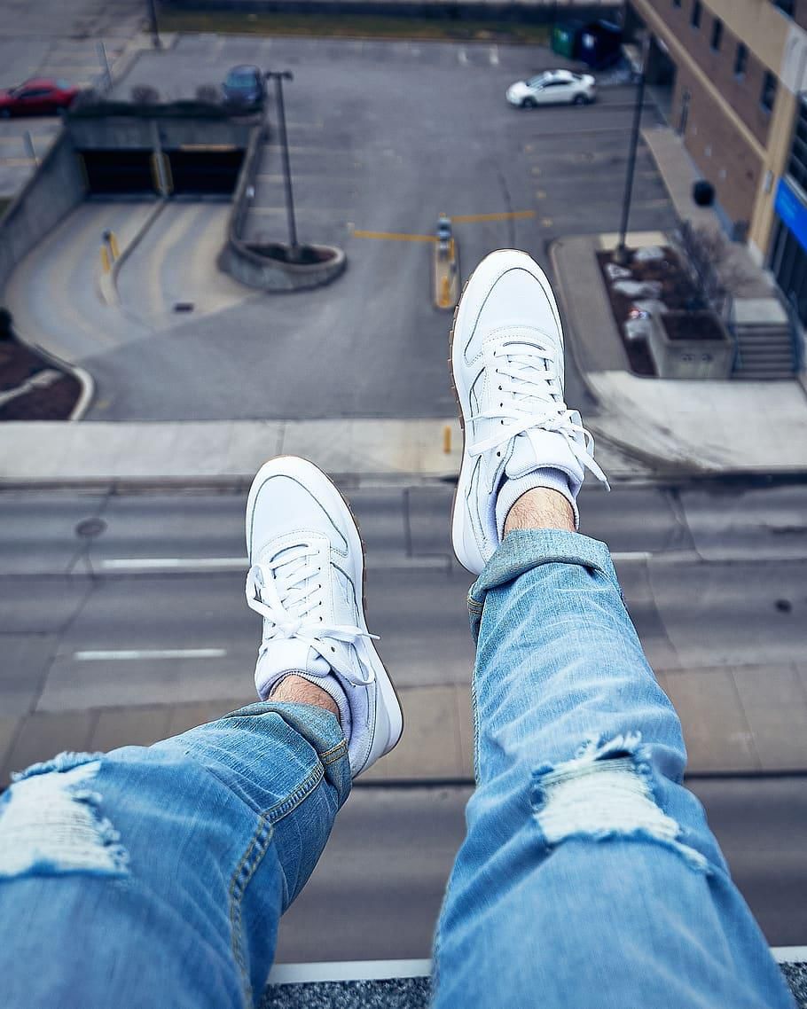 A person wearing shoes