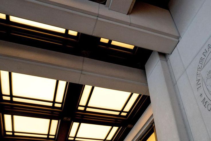 The seal for the International Monetary Fund in Washington, DC.