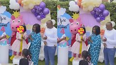 A collage image of Kate Actress and Phil Director during their daughter Karla Njeri's fourth birthday