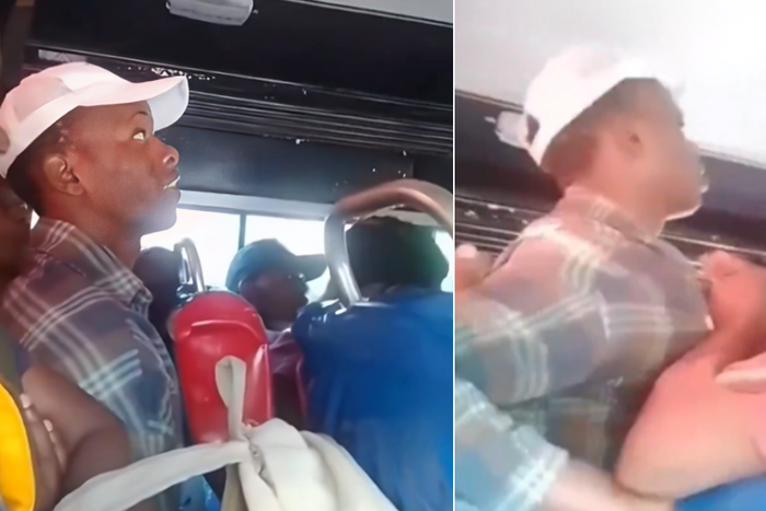 Angry passengers nearly eject a mna off a matatu
