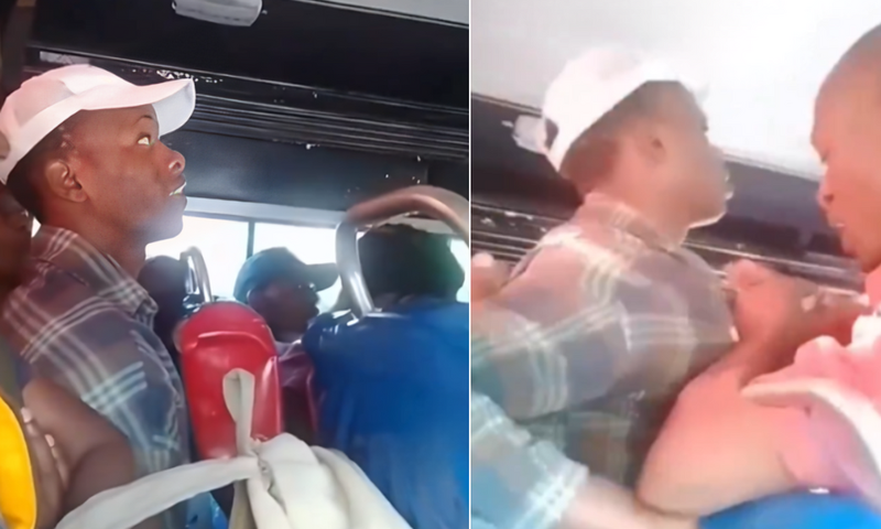 Angry passengers nearly eject a mna off a matatu