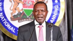 Treasury Cabinet Secretary Prof Njuguna Ndungu speaking during a media briefing