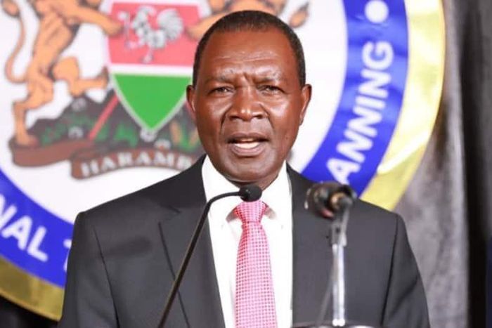 Treasury Cabinet Secretary Prof Njuguna Ndungu speaking during a media briefing