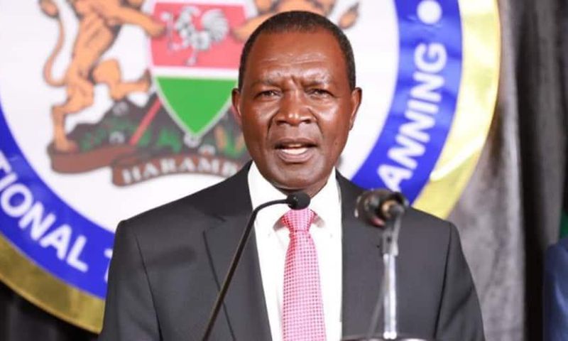 Treasury Cabinet Secretary Prof Njuguna Ndungu speaking during a media briefing