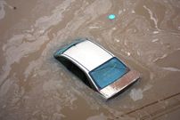 A car submerged in water
