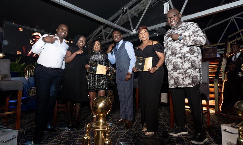 CS Ababu Namwamba with Trace MD Danny Mucira, Pernod Ricard EA Marketing Manager and the 2 nominees Nadia & Janet Otieno