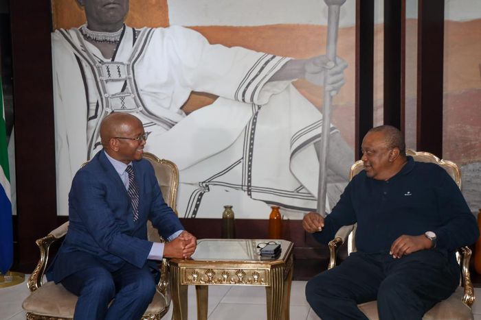 Former President Uhuru Kenyatta when he arrived in South Africa