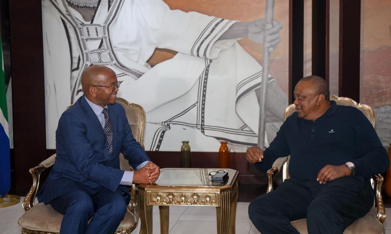Former President Uhuru Kenyatta when he arrived in South Africa