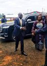 Deputy President Rigathi Gachagua and Pastor Dorcas Rigathi arrive for 2023 Mashujaa Day celebrations at the Kericho Green Stadium