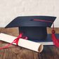 A photo illustration showing a graduation cap