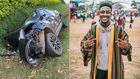 A collage of an accident wreckage and Muchiri Mike