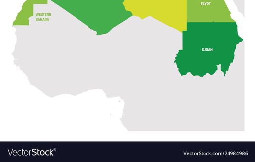 The 7 countries in North Africa. [vectorstock]