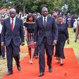 President William Ruto, Deputy President Rigathi Gachagua and CDF Charles Kahariri during the late CDF Francis Ogolla's burial