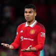 Manchester United's Casemiro reacts during the Premier League match at Old Trafford on October 30, 2022.