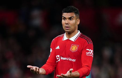 Manchester United's Casemiro reacts during the Premier League match at Old Trafford on October 30, 2022.