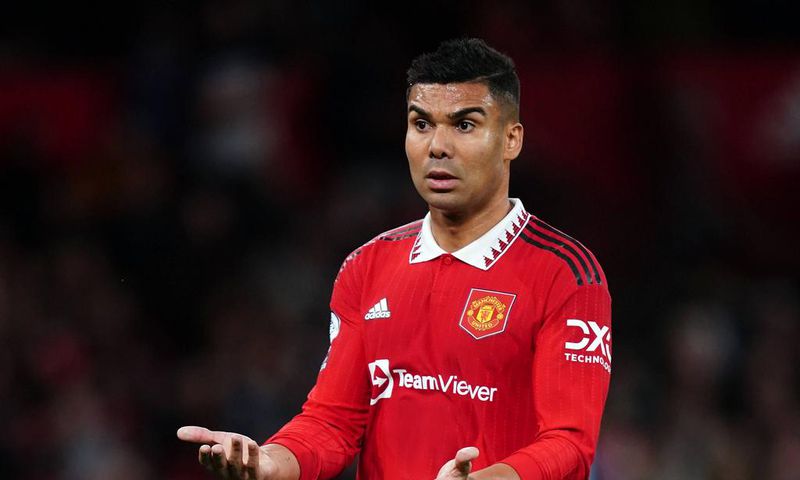 Manchester United's Casemiro reacts during the Premier League match at Old Trafford on October 30, 2022.