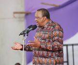 Retired President Uhuru Kenyatta during a church service in Mwingi