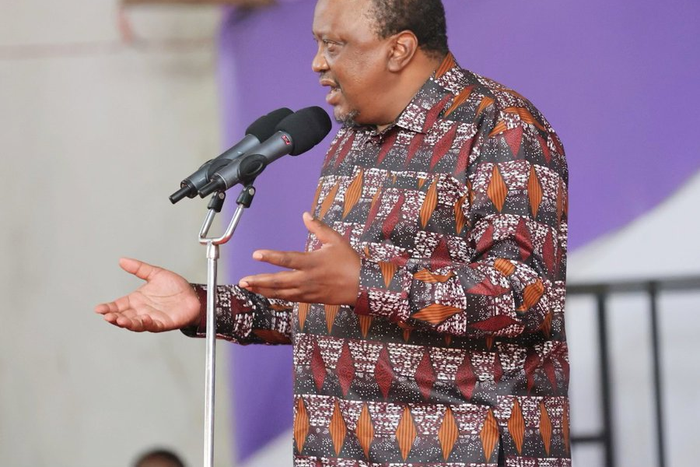 Retired President Uhuru Kenyatta during a church service in Mwingi