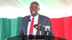 Education CS Ezekiel Machogu attending the launch of the 2023 National Examinations Season at the New Mitihani House on September 25, 2023