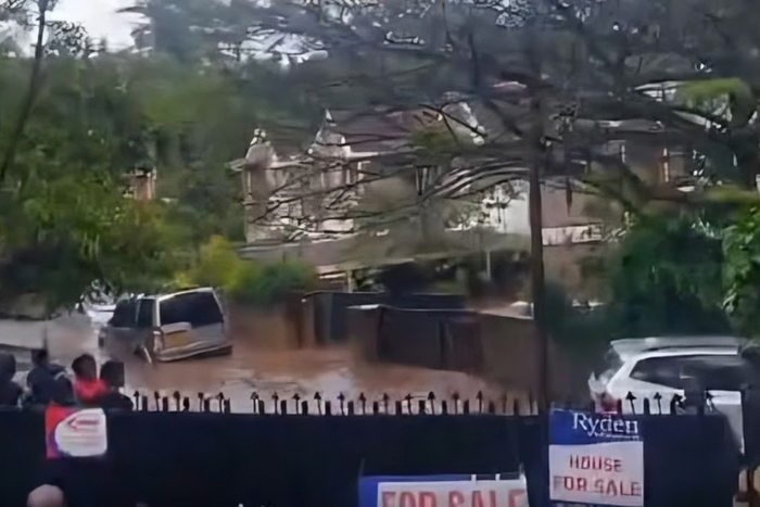 Elite Court along Ole Dume Road in Kilimani which was affected by floods with evacuation efforts going on as of Sunday, April 21, 2024 morning