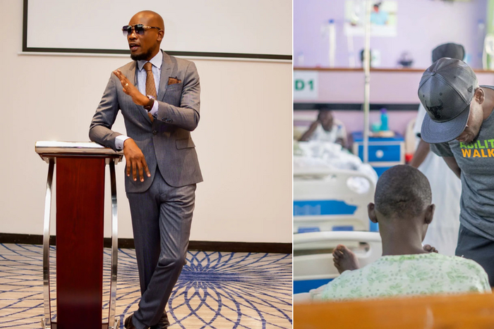 From left: Daddy Owen and Daddy Owen interacting with a patient