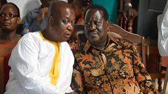 File image of ODM leader Raila Odinga (left) and his brother, Dr Oburu Oging