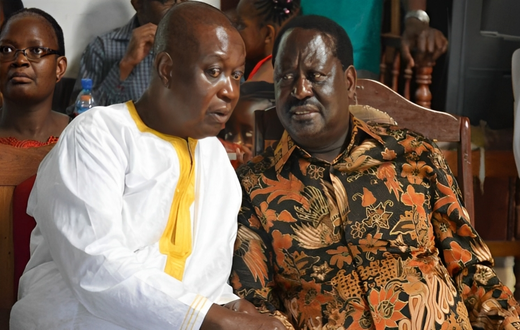 File image of ODM leader Raila Odinga (left) and his brother, Dr Oburu Oging