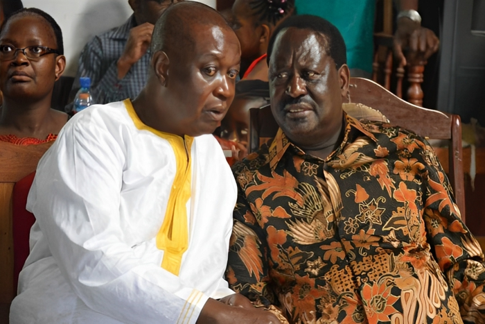 File image of ODM leader Raila Odinga (left) and his brother, Dr Oburu Oging