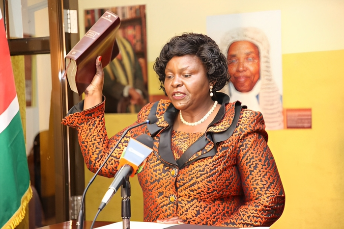 Mary Wanyonyi Chebukati was sworn in as the chairperson of the Commission on Revenue Allocation (CRA) by Chief Justice Martha Koome on July 17, 2023