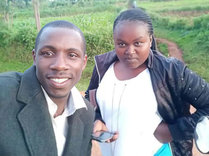 Kisii singer Chris Embarambamba poses for a photo with his wife
