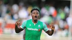 Gor Mahia striker Benson Omalla celebrates equalizer against AFC Leopards on May 8th 2022 during FKF premier league match at Moi International Sports, Centre, Kasarani.