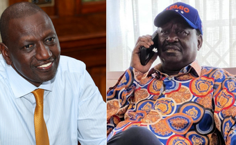 A collage of President William Ruto and Azimio leader Raila Odinga