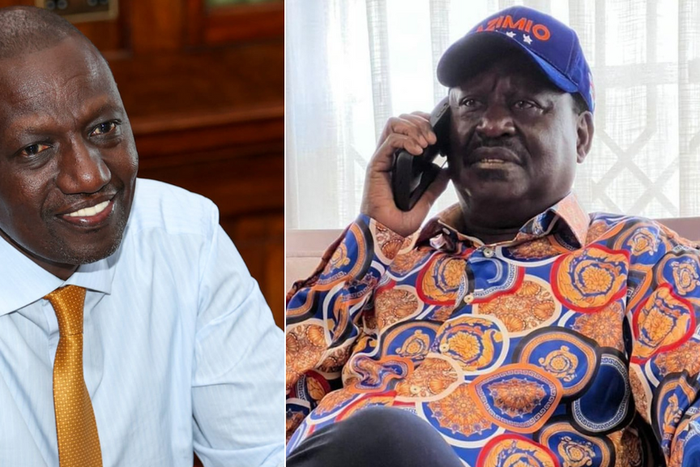 A collage of President William Ruto and Azimio leader Raila Odinga