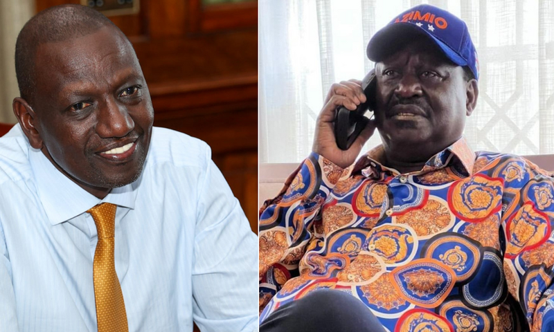 A collage of President William Ruto and Azimio leader Raila Odinga