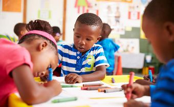 Kids in  nursery school (Ebony Magazine)