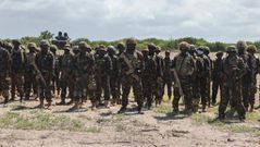 KDF officers undertaking a joint operational training in Boni Forest, Lamu County