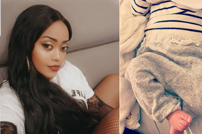 Ray C and her newborn baby