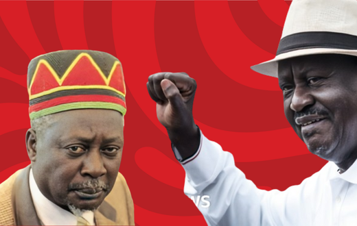 A collage photo of Raila Odinga and former VP Jaramogi Oginga Odinga