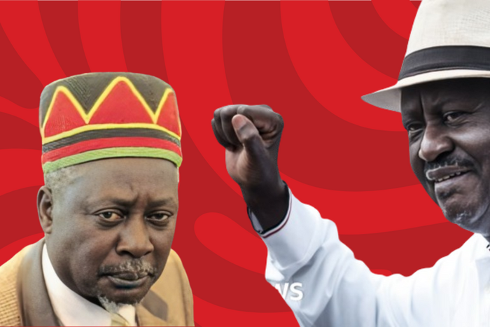 A collage photo of Raila Odinga and former VP Jaramogi Oginga Odinga