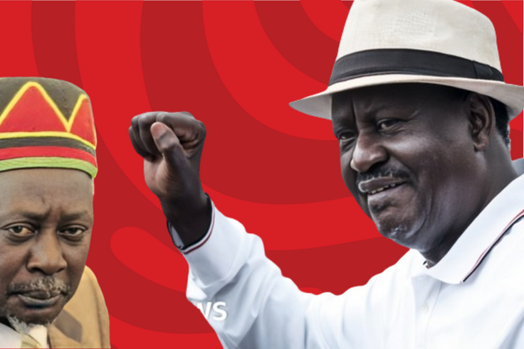 A collage photo of Raila Odinga and former VP Jaramogi Oginga Odinga