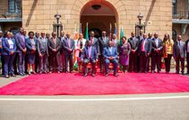 Prime CS Musalia Mudavadi with former PM Raila Odinga during a joint press conference on June 5, 2024