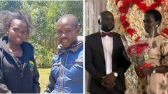 A collage of Gideon Cheruyiot, a boda boda rider and Bomet Woman Rep Linet Toto during her engagment