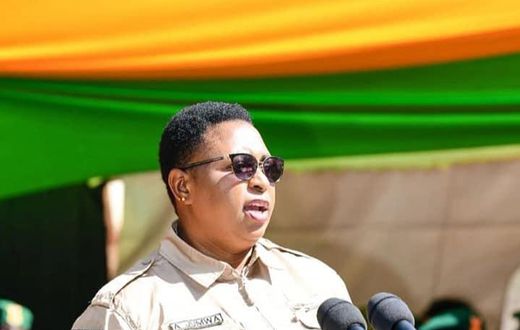 Public Service, Gender and Affirmative Action CS Aisha Jumwa speaking at the National Youth Service headquarters in Nairobi on January 27, 2023