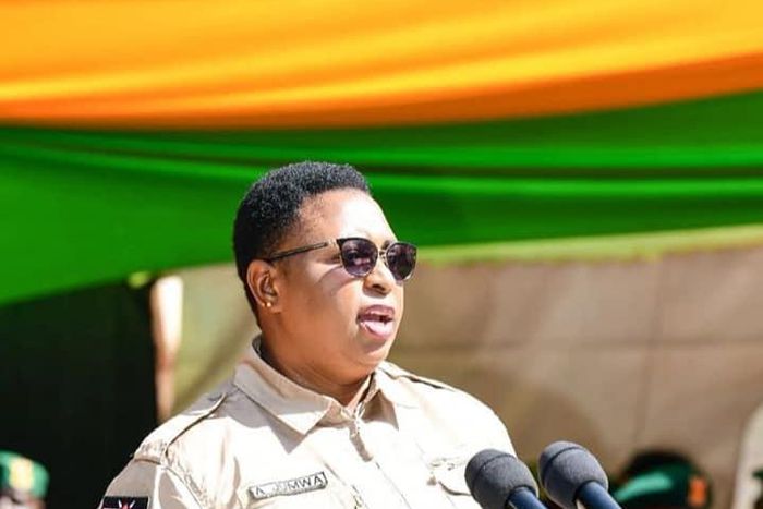 Public Service, Gender and Affirmative Action CS Aisha Jumwa speaking at the National Youth Service headquarters in Nairobi on January 27, 2023