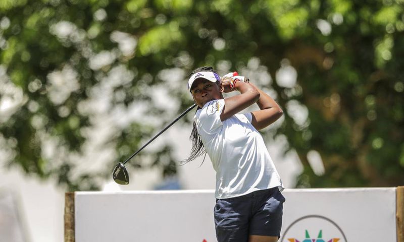 Naomi Wafula tee off from first tee on February 10, 2022 during Magical Kenya Ladies Open Day One at Vipingo Ridge, in Kilifi. Photo/CHRIS OMOLLO Copyright: xGOODWINSx