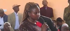 Mercy Tarus speaking during a baraza convened by Uasin Gishu Governor Jonathan Bii