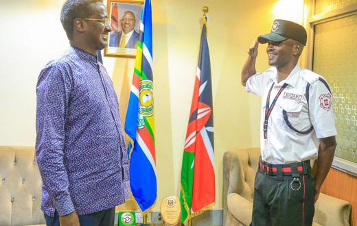 PSRA Director General Fazul Mahamed with Vincent Chepkwony