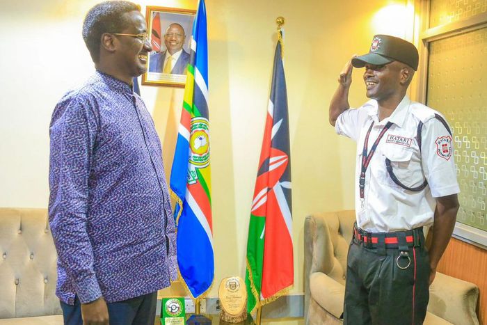 PSRA Director General Fazul Mahamed with Vincent Chepkwony