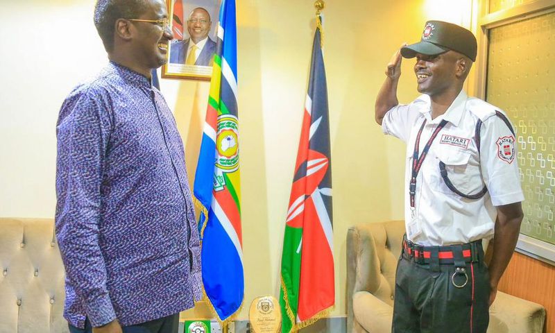 PSRA Director General Fazul Mahamed with Vincent Chepkwony